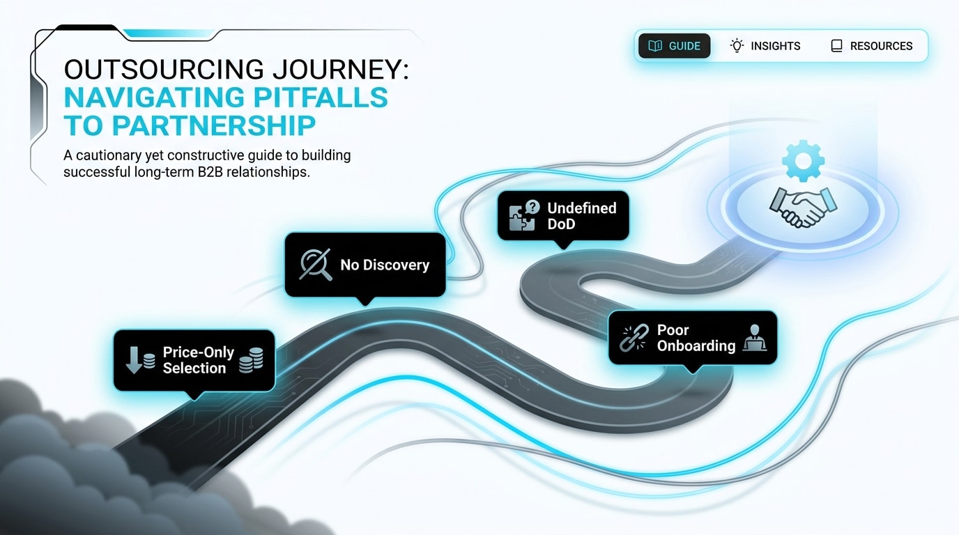 Business needs mapped to concrete outsourcing outcomes for startups and scaleups