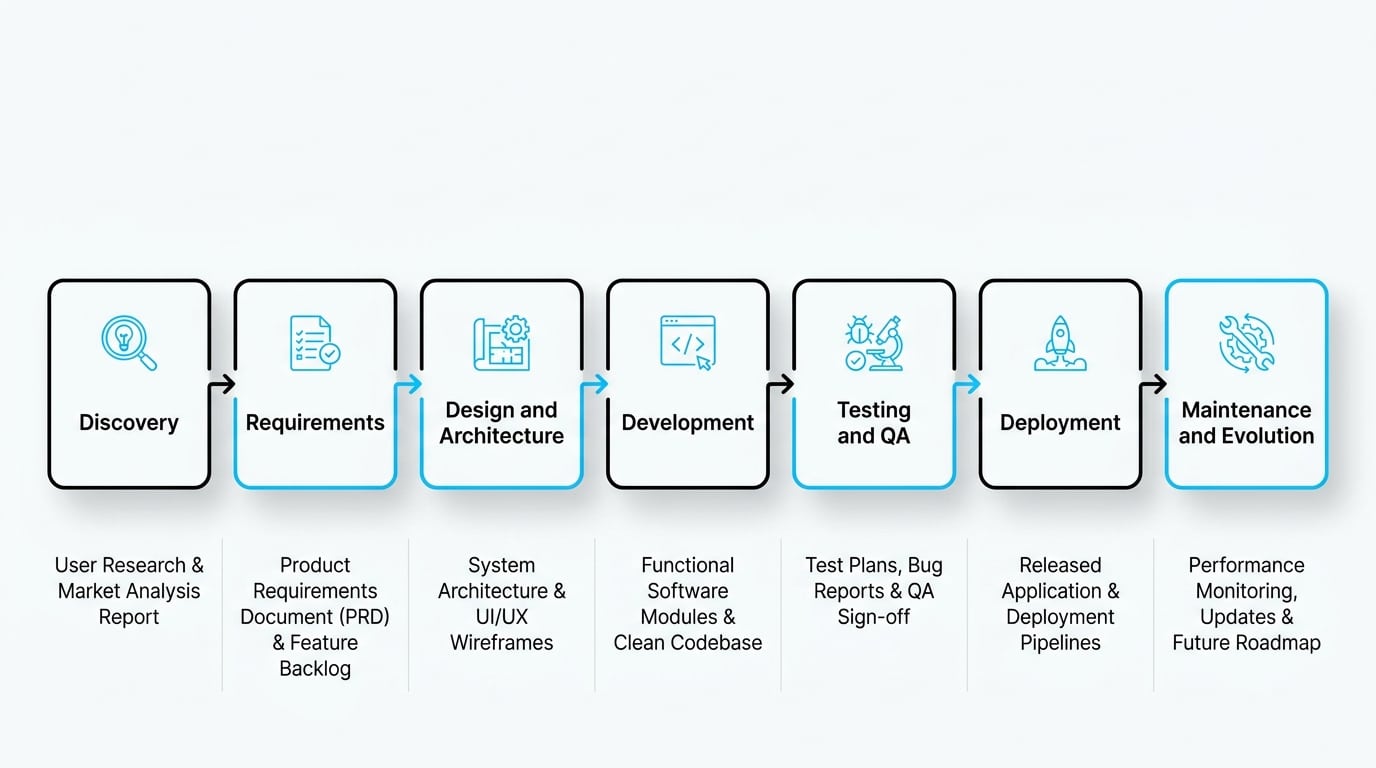 Testing and QA integrated throughout the software product development lifecycle